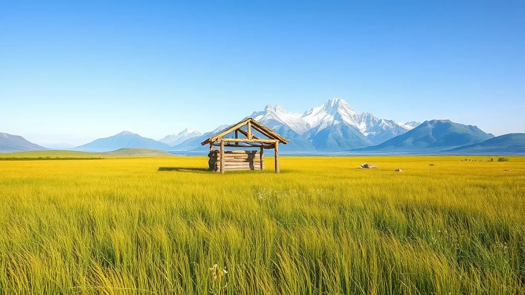 Dream symbol: grassland with mountains: scenarios: Dream about Building a Shelter on Grassland Near Mountains