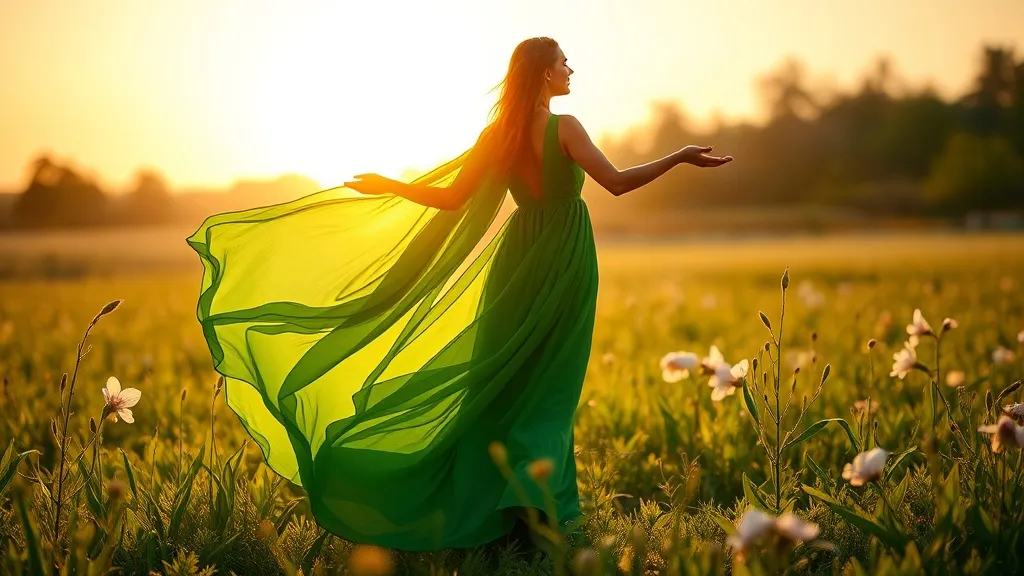 Dream symbol: green gown: symbolism: Symbol of Growth and Renewal