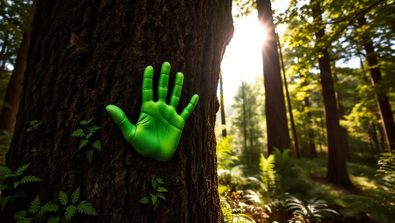 Dream symbol: green handprint: symbolism: Emblem of Connection to Nature Dream symbol: green handprint: symbolism: Emblem of Connection to Nature
