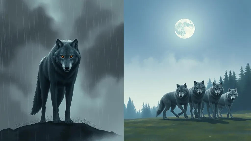 Dream symbol: grey wolves: scenarios: Encountering a grey wolf in a dream