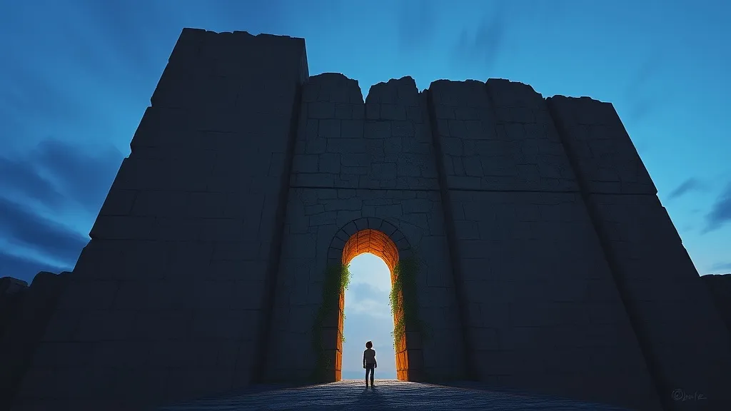 Dream symbol: high walls: scenarios: Dreaming of finding a hidden opening in high walls