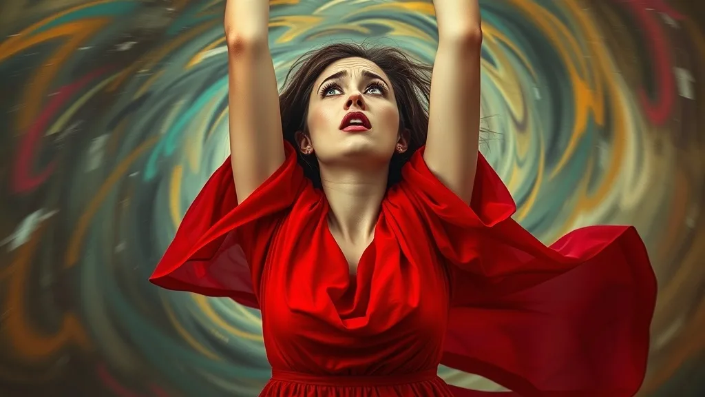 Dream symbol: lady in red dress: scenarios: Dream of A Lady in a Red Dress with a Raised Hands Face