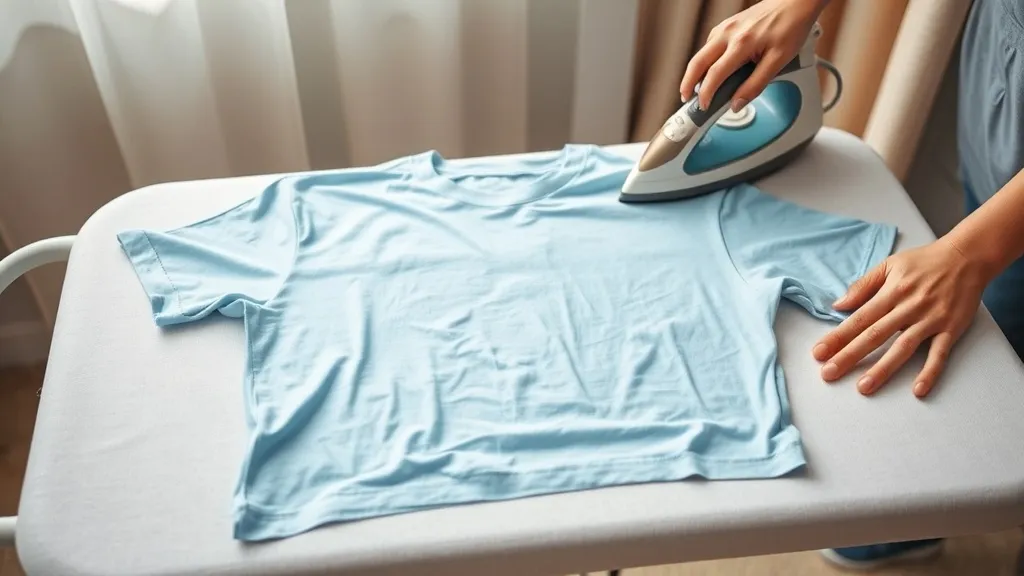 Dream symbol: light blue t-shirt: scenarios: Dream of Ironing Wrinkled Light Blue T-Shirt