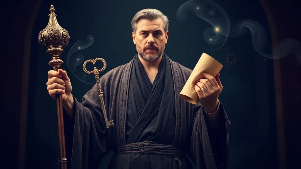 Dream symbol: man with objects and incantations: symbolism: Representation of Authority and Control