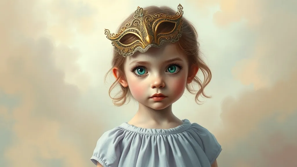 Dream symbol: small girl with mask and colored eyes: symbolism: Creativity and Imagination: The Playful Mask
