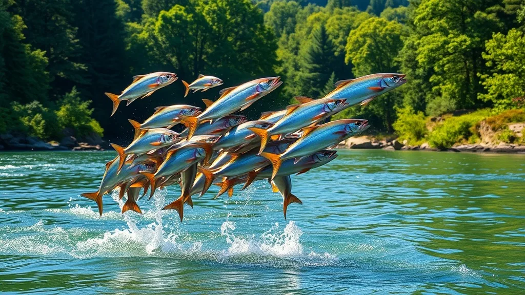 Dream symbol: jumping fish: scenarios: Dream about fish jumping out of a river