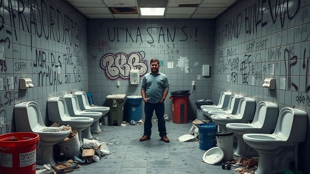 Dream symbol: messy restroom: scenarios: Dream of a messy restroom at work