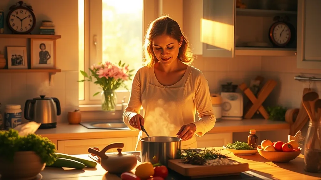 Dream symbol: mother cooking: symbolism: Symbol of Domestic Harmony and Stability