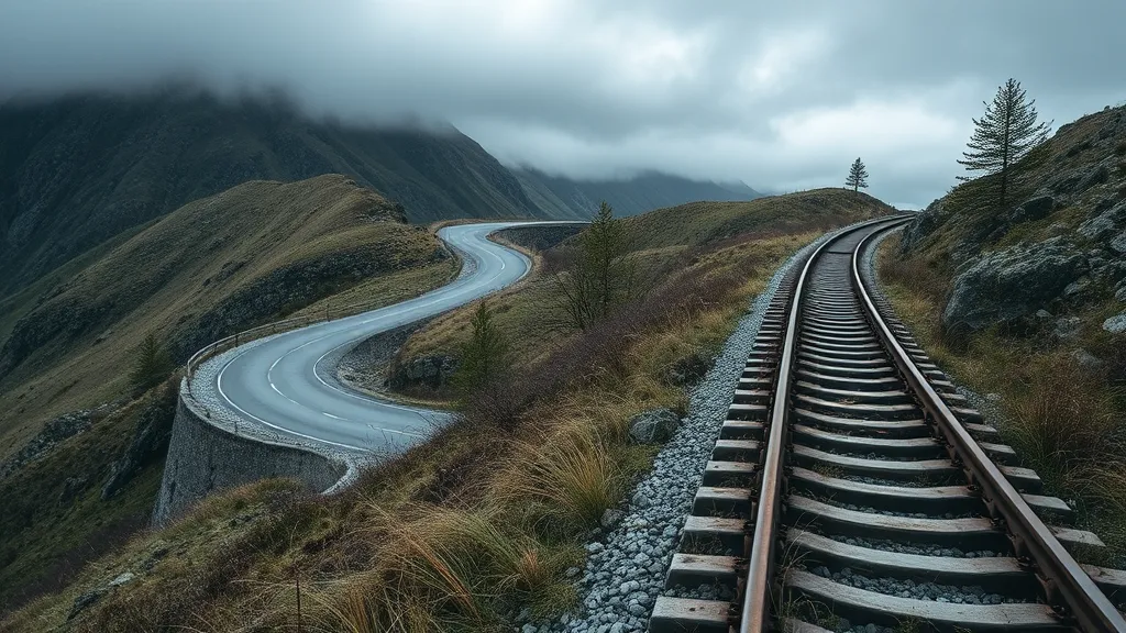 Dream symbol: mountain road and train: scenarios: Dream of Abandoned Train Tracks along a Mountain Road