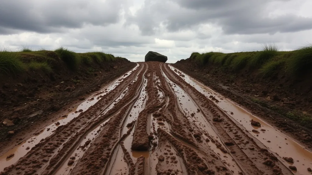 Dream symbol: muddy roadway: scenarios: Dream of a Muddy Roadway Leading to an Obstacle