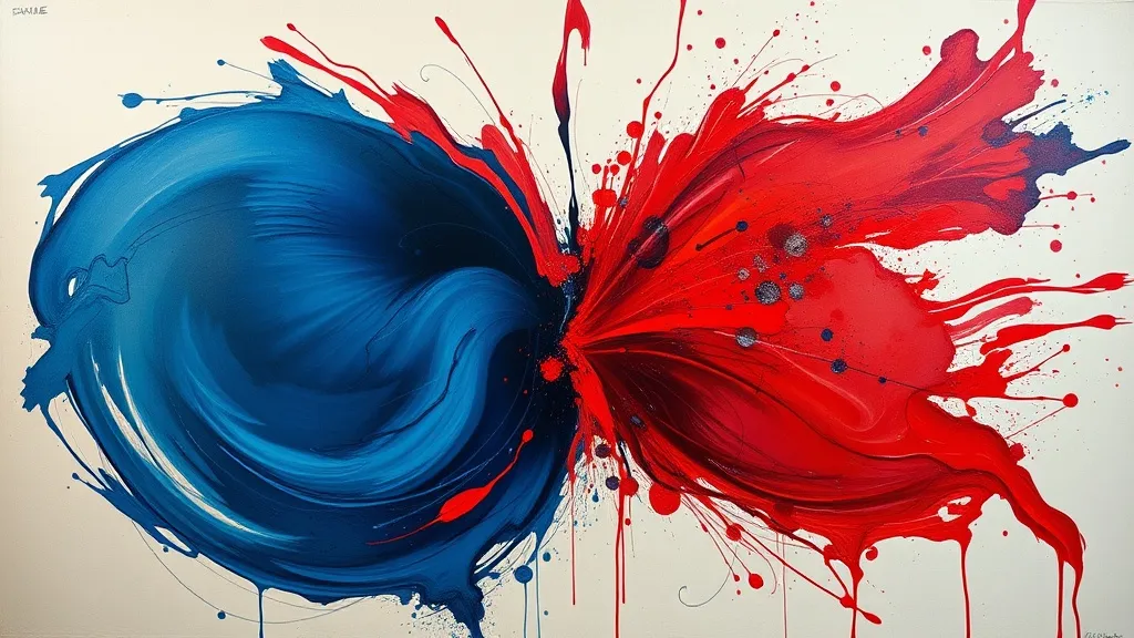 Dream symbol: red and blue paint: symbolism: The Conflict Between Logic and Emotion