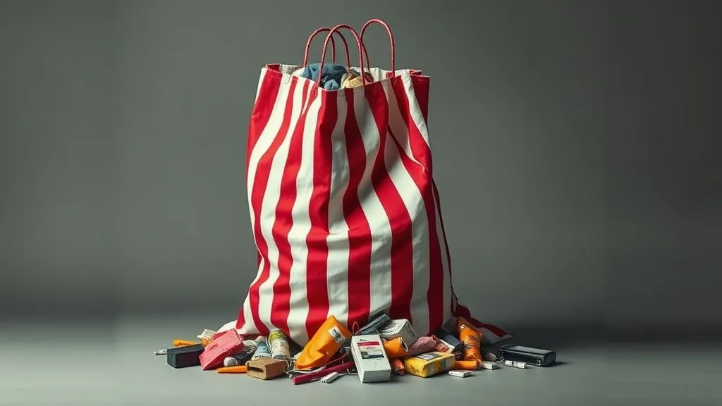 Dream symbol: red and white shopping bag: scenarios: A Red and White Shopping Bag as a symbol of consumerism in a dream