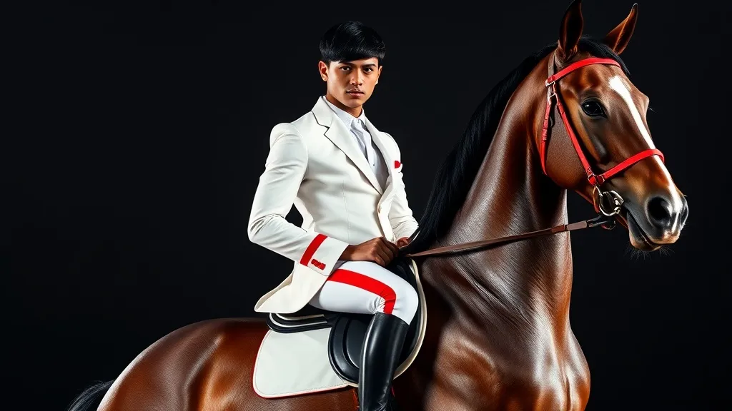 Dream symbol: rider with jet black short hair in white suit with red stripes: symbolism: Representation of Authority and Control