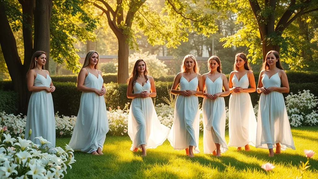 Dream symbol: seven white ladies: scenarios: Dream about Seven White Ladies in a Garden