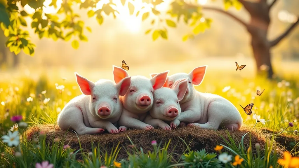 Dream symbol: sleeping pigs: symbolism: Portrayals of Innocence and Playfulness