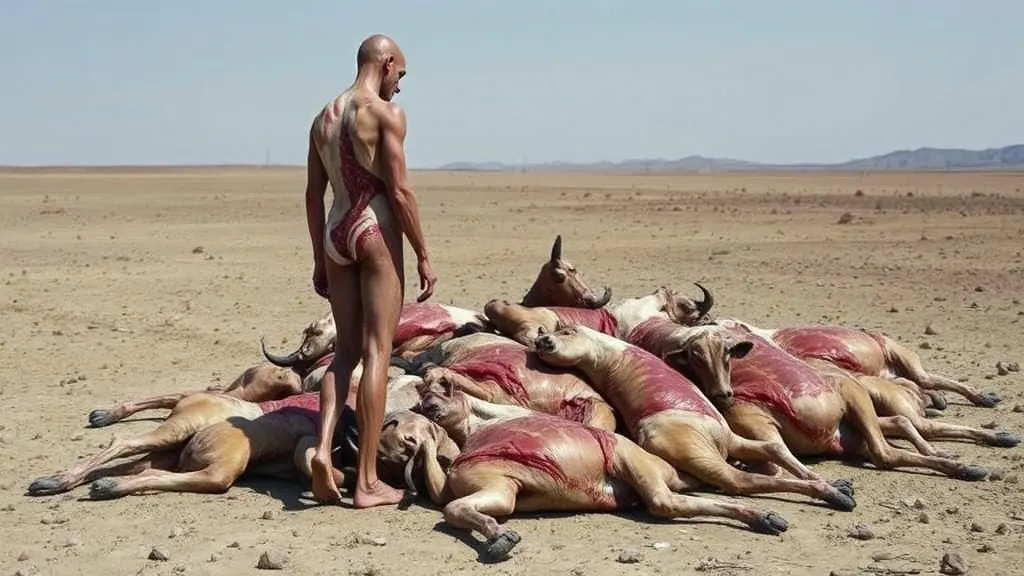 Dream symbol: skinned cow carcasses: symbolism: Emotional Vulnerability