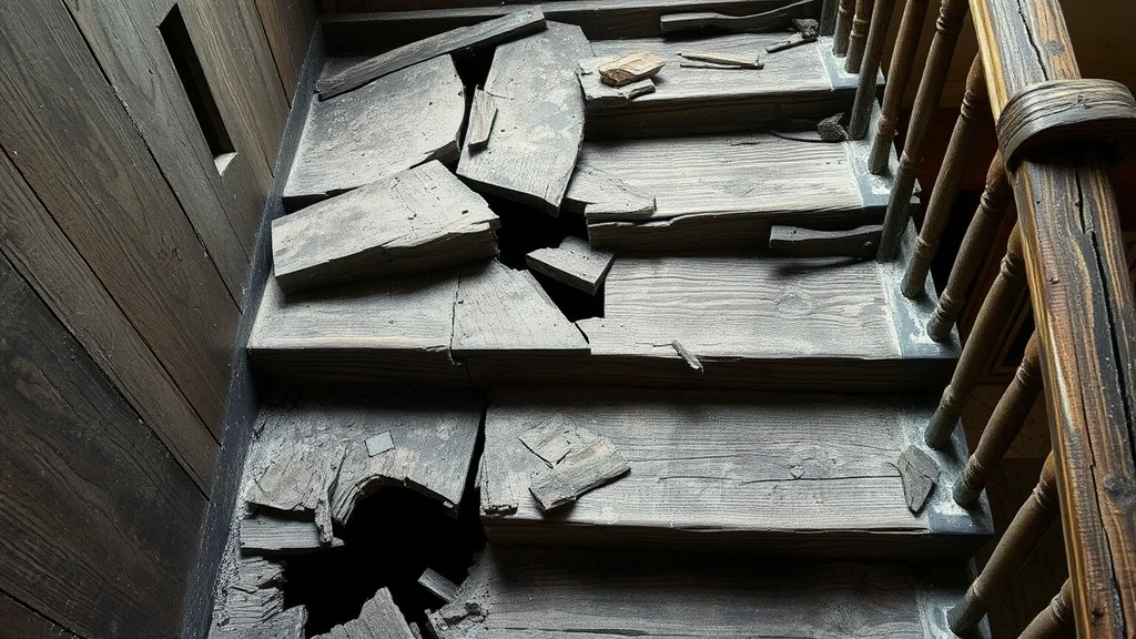 Dream symbol: old wooden stair: symbolism: Crumbling or Decayed Stairs