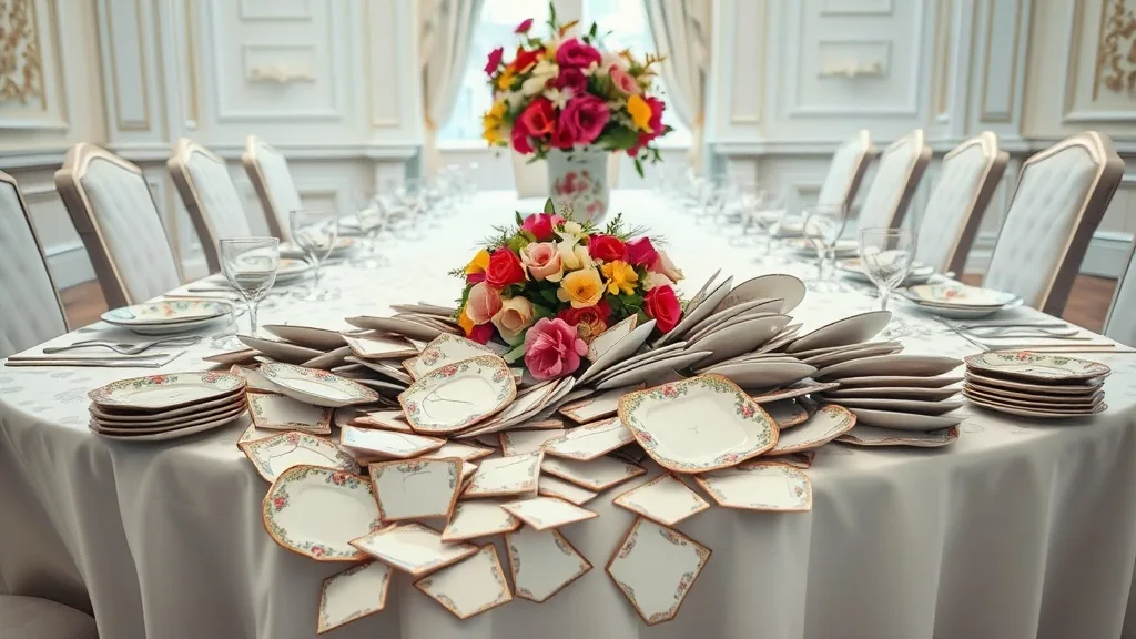 Dream symbol: table setting: scenarios: Dream of a Table Setting with Broken Plates