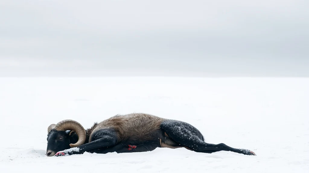 Dream symbol: dead black ram: scenarios: Dream of a dead black ram in the snow