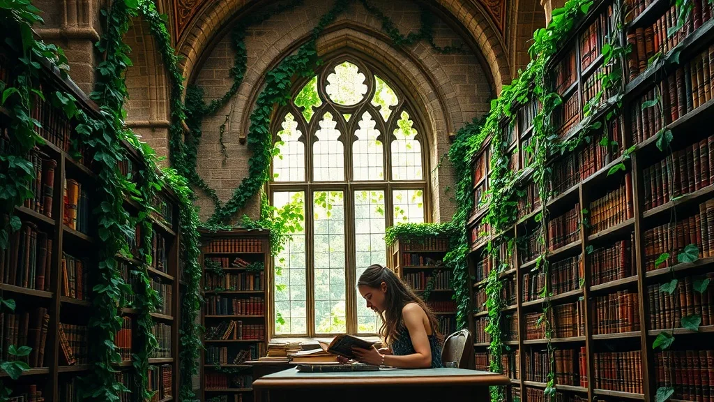 Dream symbol: ivy: scenarios: Dream of ivy on a library