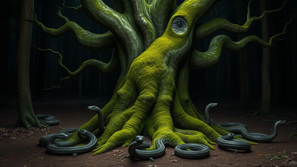 Dream symbol: mossy tree: scenarios: Dream of a mossy tree with basilisks