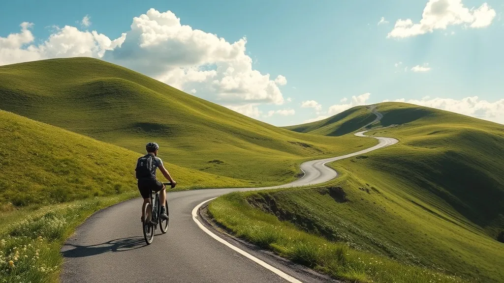 Dream symbol: up and down road: scenarios: Dream of Cycling on a Hilly Road