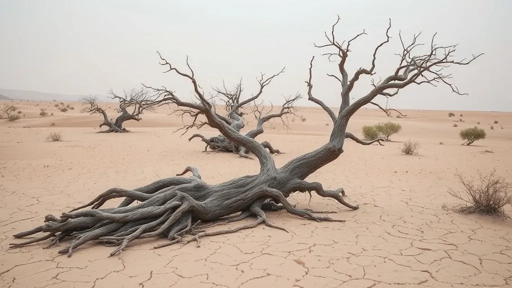 Dream symbol: uprooted trees: scenarios: Dream of Uprooted Trees in a Desert