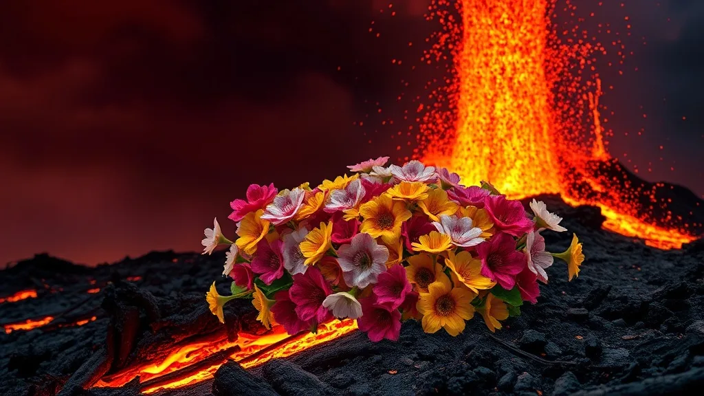 Dream symbol: colorful flowers: scenarios: Dream of Colorful Flowers Growing in a Volcano