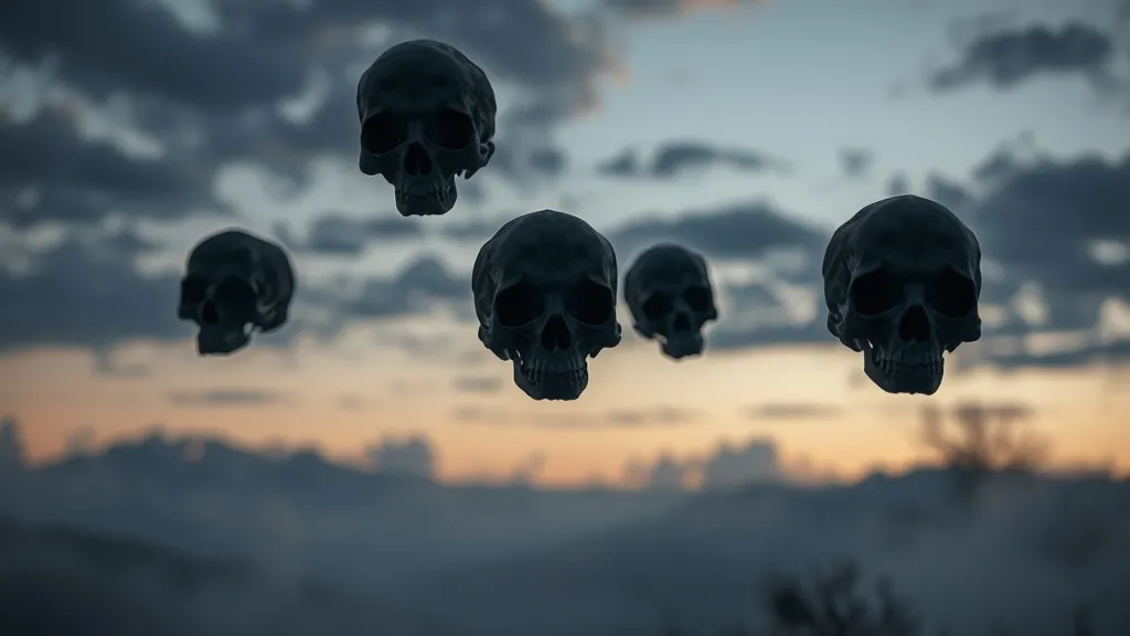 Dream symbol: dark skulls: scenarios: Dream About Dark Skulls Floating in the Air