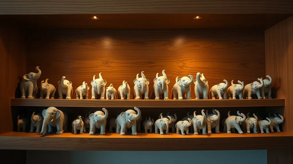Dream symbol: ceramic elephants: scenarios: Dream of Ceramic Elephant Figurines on a Shelf