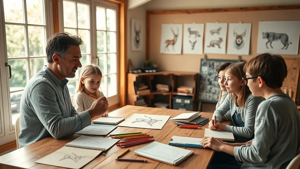 Dream symbol: animal sketcher: scenarios: Dream about Teaching Others to Sketch Animals