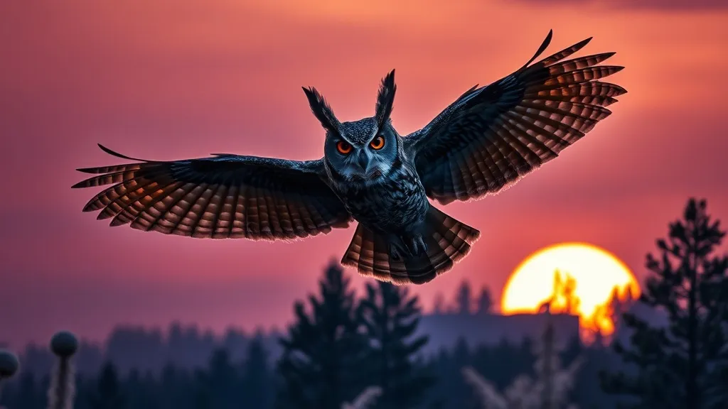 Dream symbol: horn owl: scenarios: Dream of a Horned Owl Flying