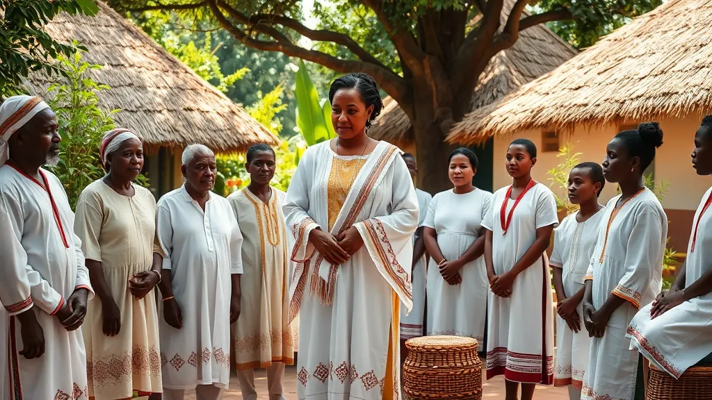 Dream symbol: white ethiopian traditional dress: symbolism: Illustration of Commitment to Cultural Preservation