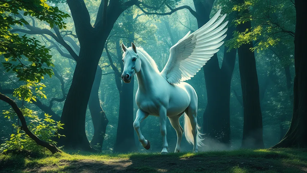 Dream symbol: white winged horse: scenarios: Dream about a White Winged Horse in a Magical Forest